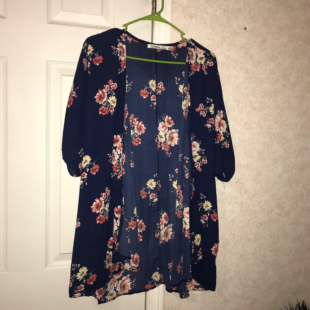 Navy Floral Kimono 1x